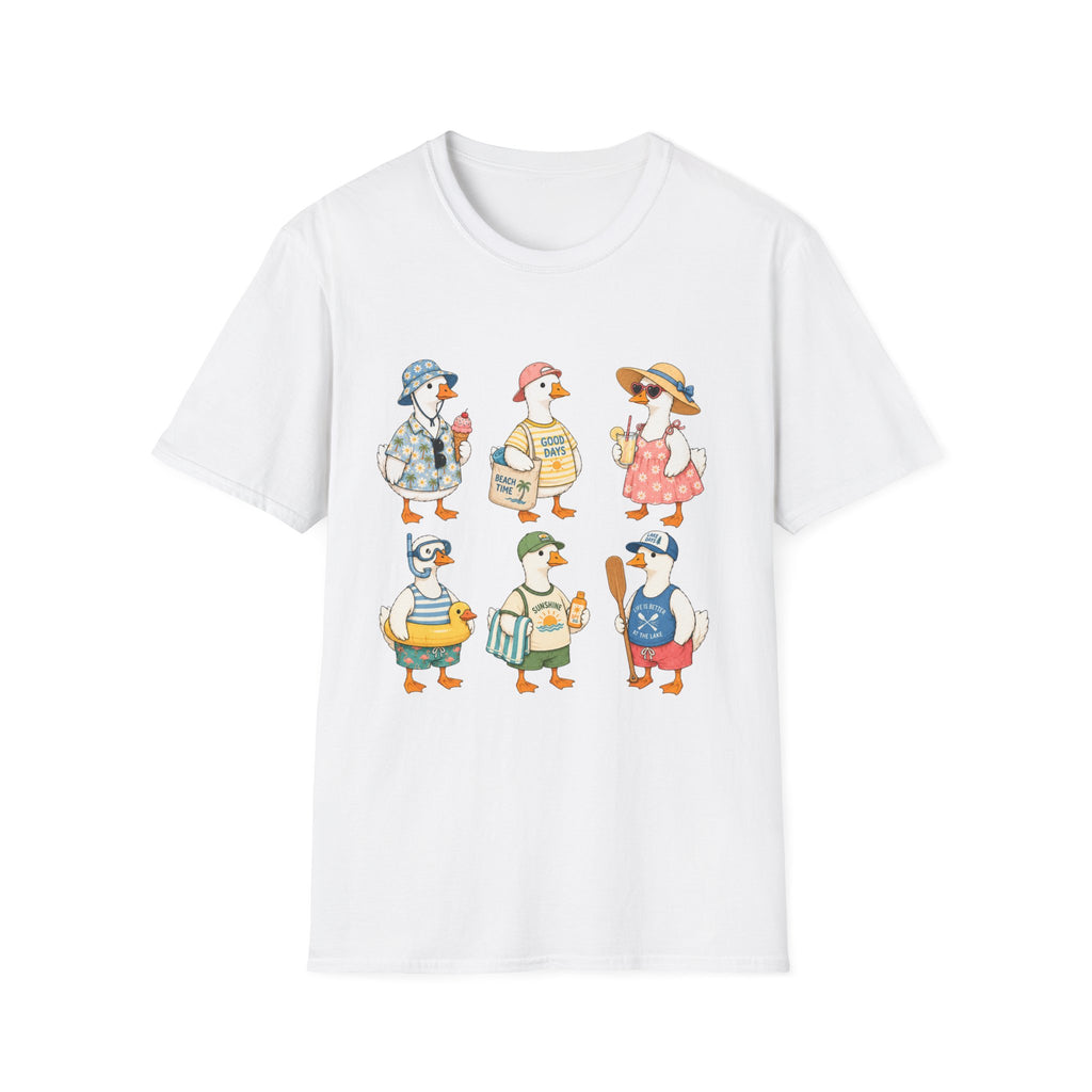 Cute Ducks Beach T-Shirt — Summer Vacation Ducklings Graphic Tee