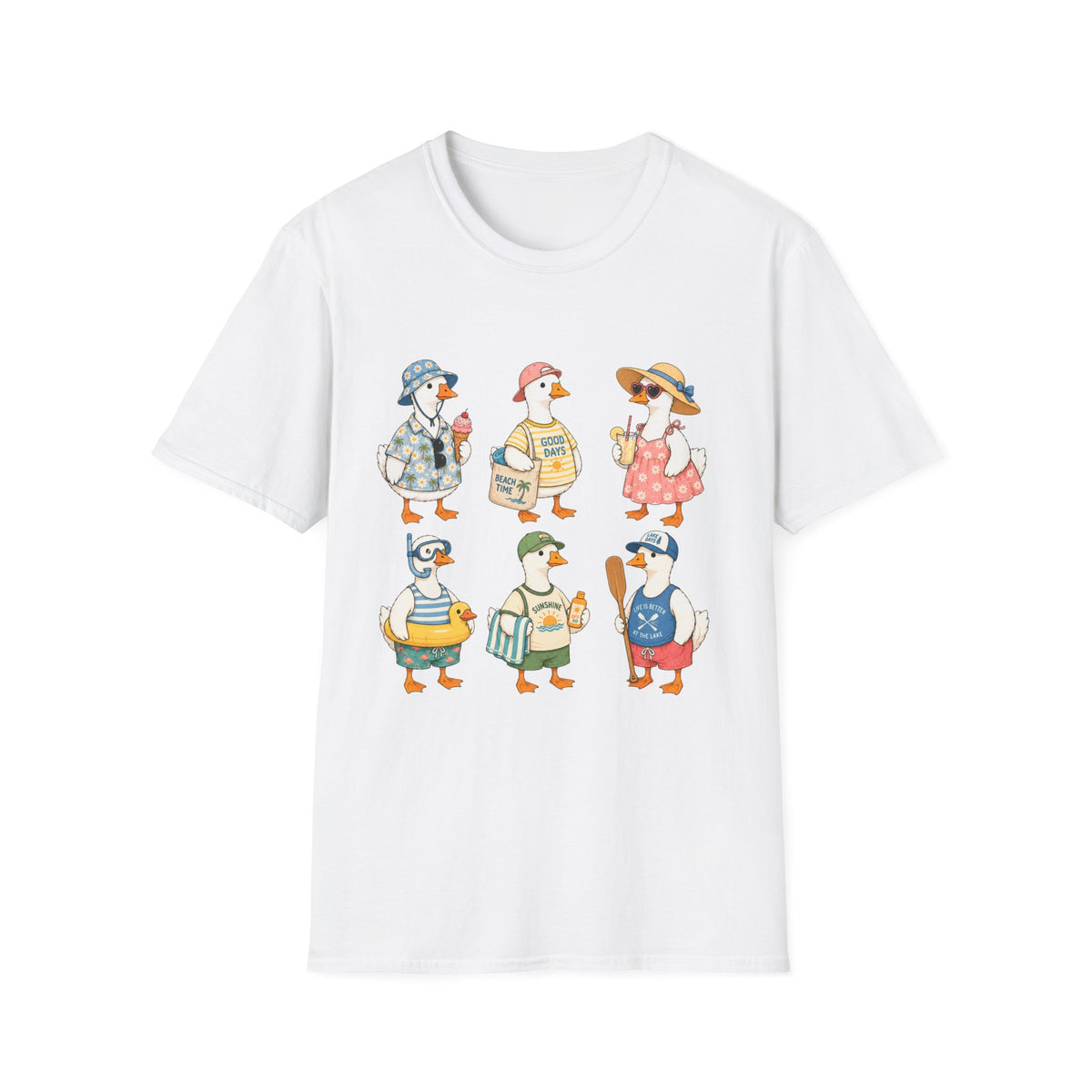 Cute Ducks Beach T-Shirt — Summer Vacation Ducklings Graphic Tee