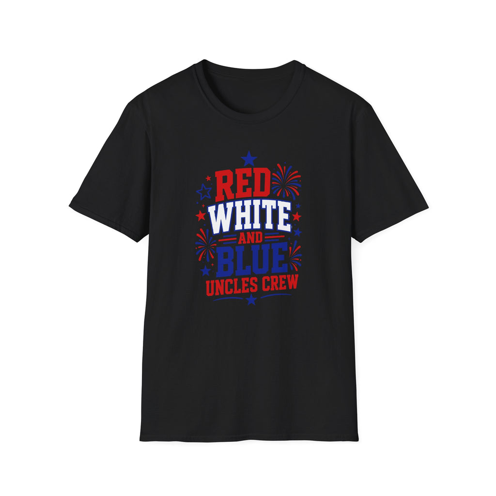Patriotic Uncles Crew Graphic Tee - 4th of July Red White and Blue Uncle Fireworks cle T-Shirt