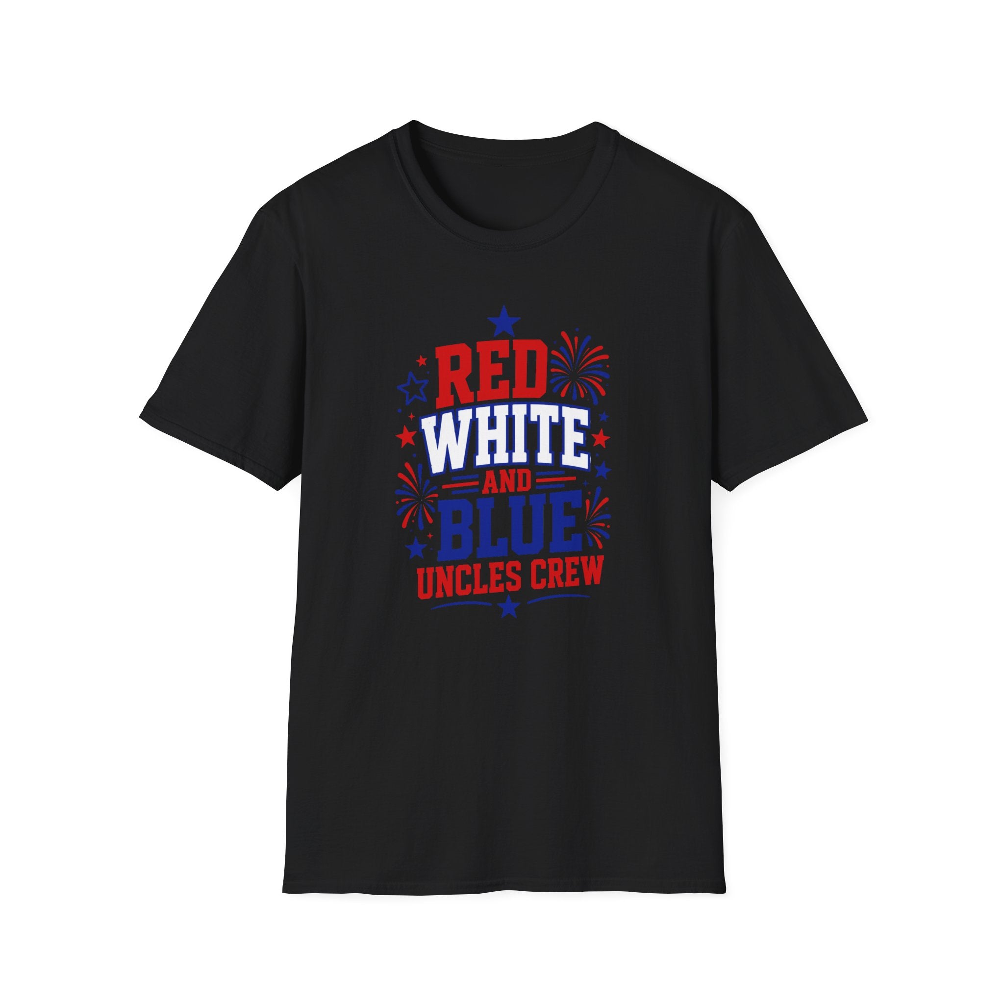 Patriotic Uncles Crew Graphic Tee - 4th of July Red White and Blue Uncle Fireworks cle T-Shirt