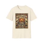 Vintage Halloween Pumpkin T-Shirt — "Halloween Time" Retro Poster Tee