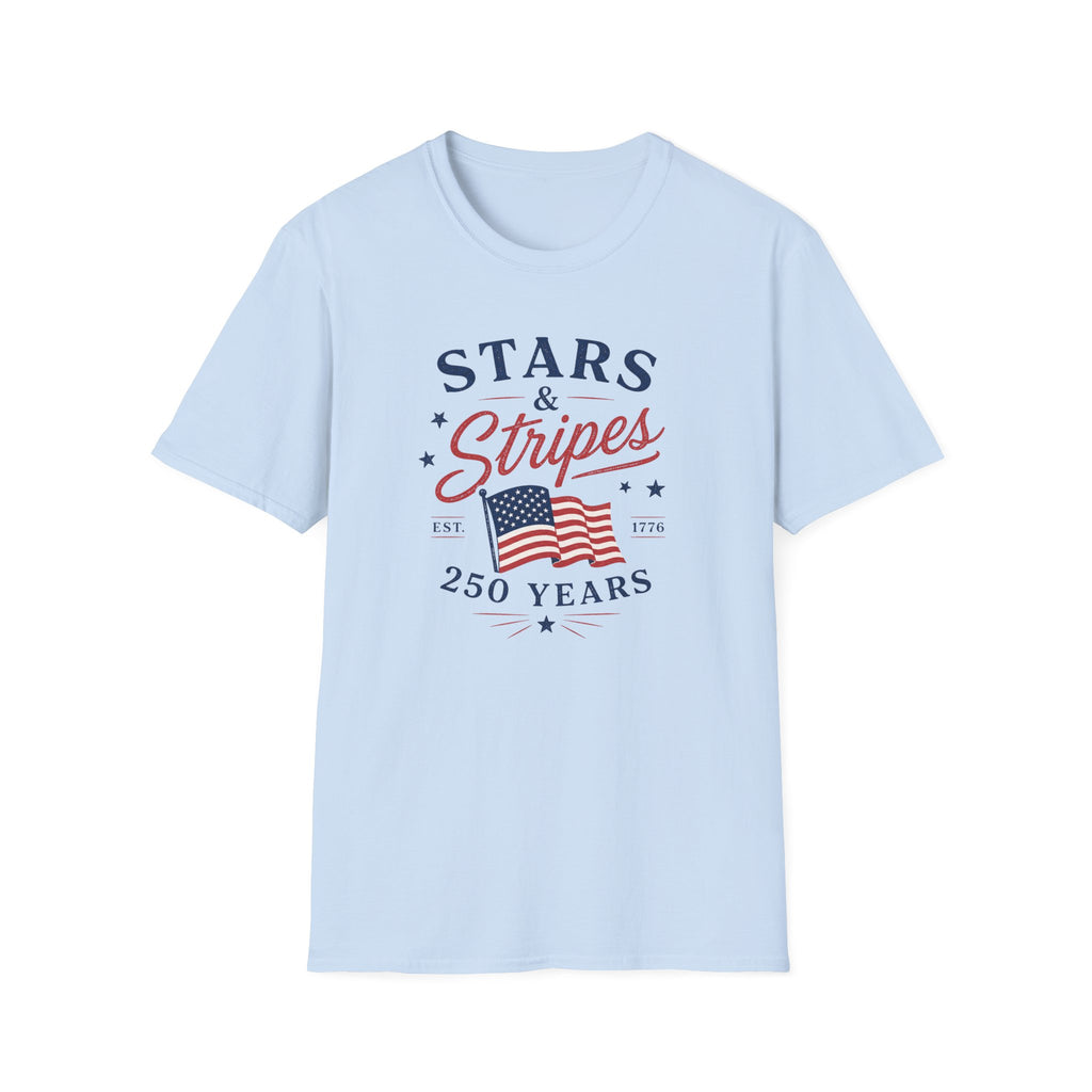 Stars and Stripes 250 Years Tee, EST 1776 USA Shirt, Red White Blue Flag Graphic Top, Patriotic American Heritage Outfit T-Shirt
