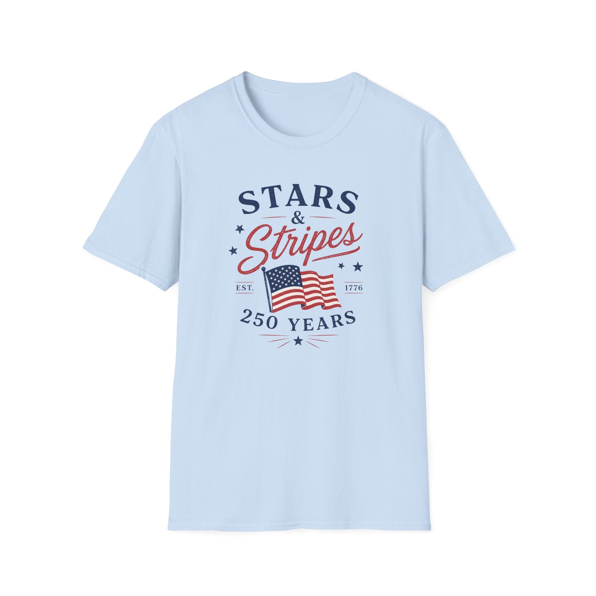 Stars and Stripes 250 Years Tee, EST 1776 USA Shirt, Red White Blue Flag Graphic Top, Patriotic American Heritage Outfit T-Shirt