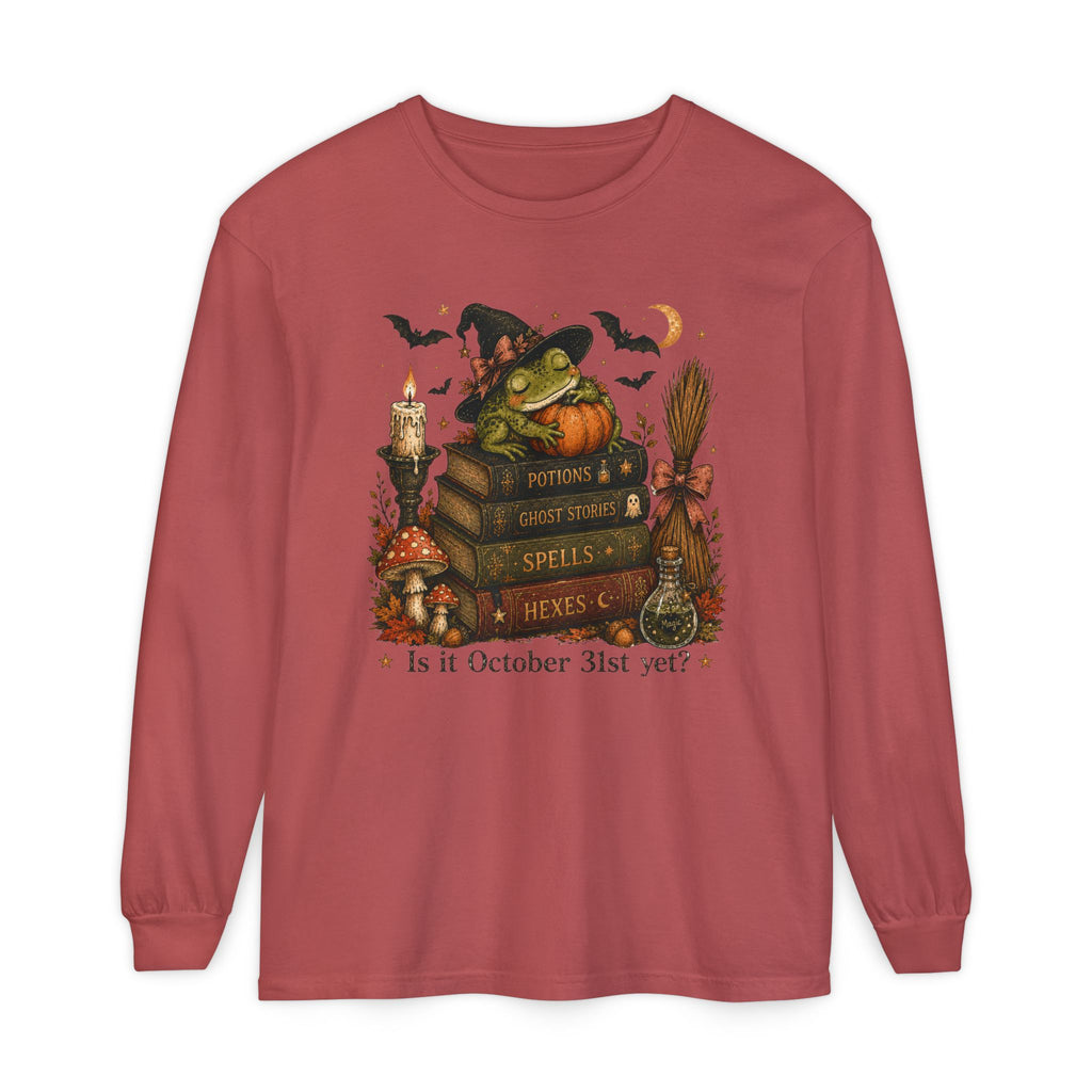 Witch Frog Potions & Ghost Stories Cute Spooky Halloween Long Sleeve T-Shirt