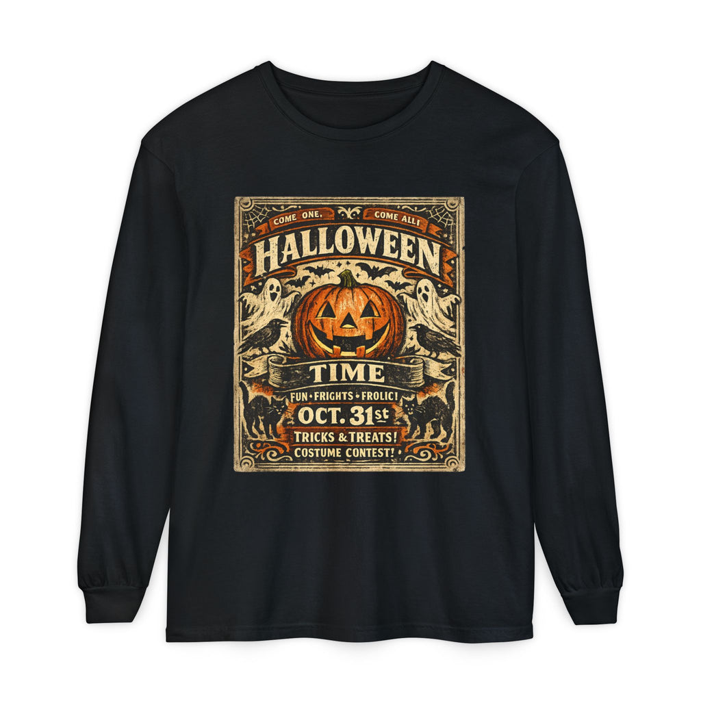 Halloween Time Vintage Jack-O'-Lantern & Ghosts Long Sleeve T-Shirt