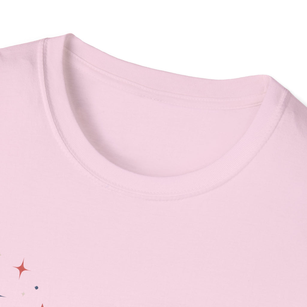 Happy 4th of July Sparkle Bow T-Shirt, Coquette Patriotic Sparkle Star Tee, Feminine Independence Day Shirt, Cute Mixed Typography 4th July