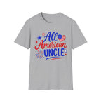 All American Uncle Tee, Patriotic USA Shirt, Red White Blue Fireworks Graphic Top, Fourth of July Celebration Outfit T-Shirt
