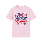 American Cutie Patriotic Bow Tee, Red White Blue Fireworks Shirt, Cute USA Fourth of July Outfit, Festive American Graphic Top T-Shirt