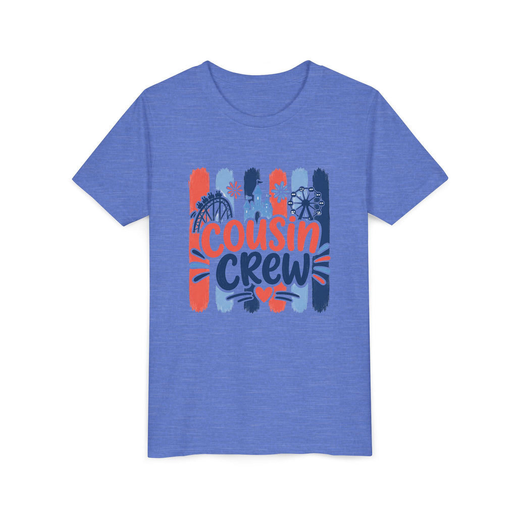 Cousin Crew Patriotic Tee, Red White Blue Brushstroke Shirt, Fun USA Family Graphic Top, Fourth of July Celebration Outfit Youth Short Sleeve Tee