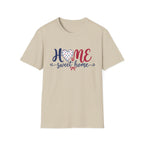 Patriotic Home Sweet Graphic Tee - 4th of July Heart Bow T-Shirt USA Flag Top Red White Blue Coquette