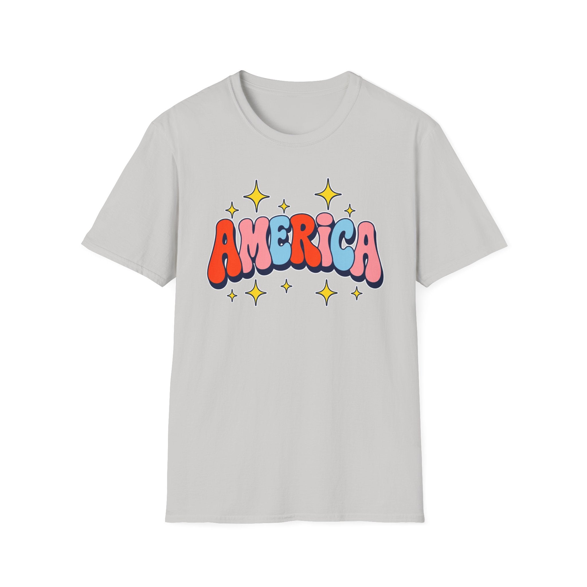 America Retro Patriotic T-Shirt, Groovy Fourth of July Graphic Tee, Vintage Americana Shirt, Cute Summer Independence Day Apparel, Trendy USA Outfit T-Shirt