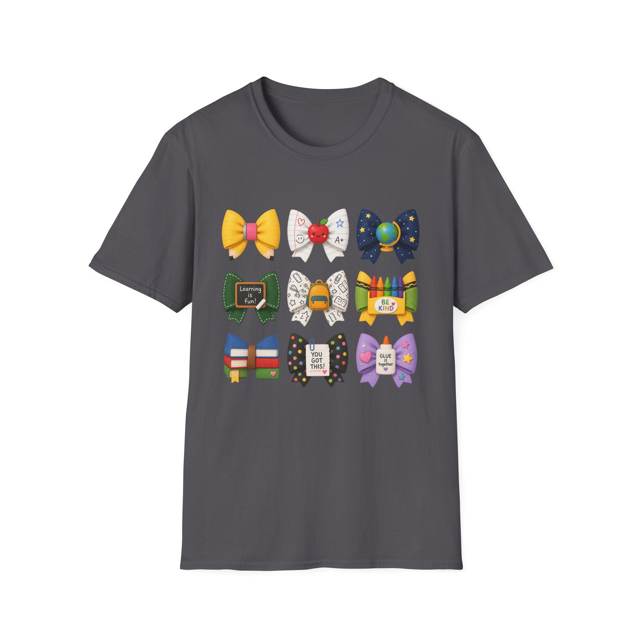 Teacher Appreciation Bow T-Shirt — Cute School-Themed Hair Bows (Be Kind, Learning Is Fun)