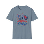 Patriotic All American Girl Graphic Tee - 4th of July Flip Flops Summer T-Shirt