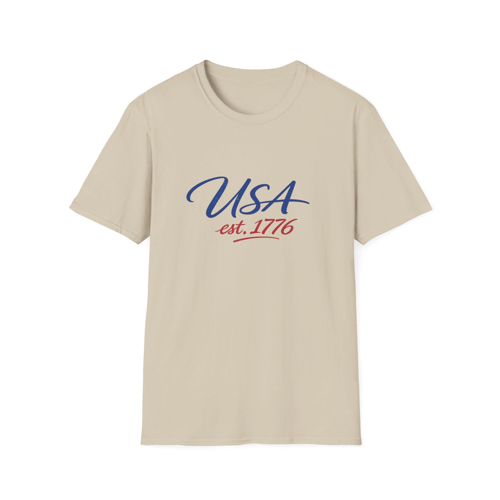 USA Est 1776 T-Shirt | Patriotic American Flag Colors Graphic Tee, Fourth Of July Casual Clothing