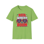 Red White Boom Sunglasses Shirt, Funny Patriotic Heart Glasses Firework Tee, 4th of July Pun Party T-Shirt, Retro Boom America Celebration Gift