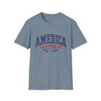 America 1776 Patriotic Tee, USA Heritage Shirt, Red White Blue Graphic Top, Classic American Pride OutfitT-Shirt