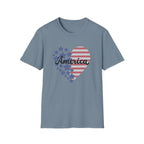 America Heart Patriotic T-Shirt, Vintage USA Flag Graphic Tee, Retro Fourth of July Shirt, Soft Americana Aesthetic Apparel, Cute Summer Holiday Outfit T-Shirt