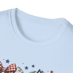 America 250 Years of Freedom Bow Shirt, Coquette Patriotic Trio Bow Tee 1776 2026, 4th of July Women's Vintage Bow T-Shirt, Gingham Stars Floral Patriotic Anniversary Gift