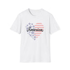Patriotic America Heart T-Shirt 4th of July USA Graphic Tee