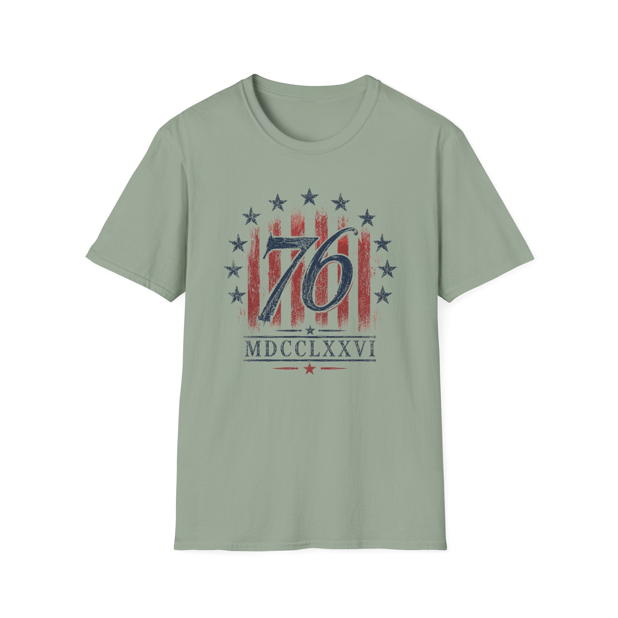 Vintage Style 76 Patriotic Shirt 4th of July Distressed American Flag Graphic Tee Fourth July Roman Numeral MDCCLXXVI Top USA Independence Day
