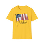 We the People 1776 2026 Waving Flag T-Shirt, Classic Patriotic Flagpole Anniversary Tee, Traditional American Flag 250th Shirt, Gothic Script Constitution