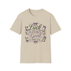 T-Shirt — "Luck Looks Good On Us" Graphic Tee (Mahjong & Charm Design)