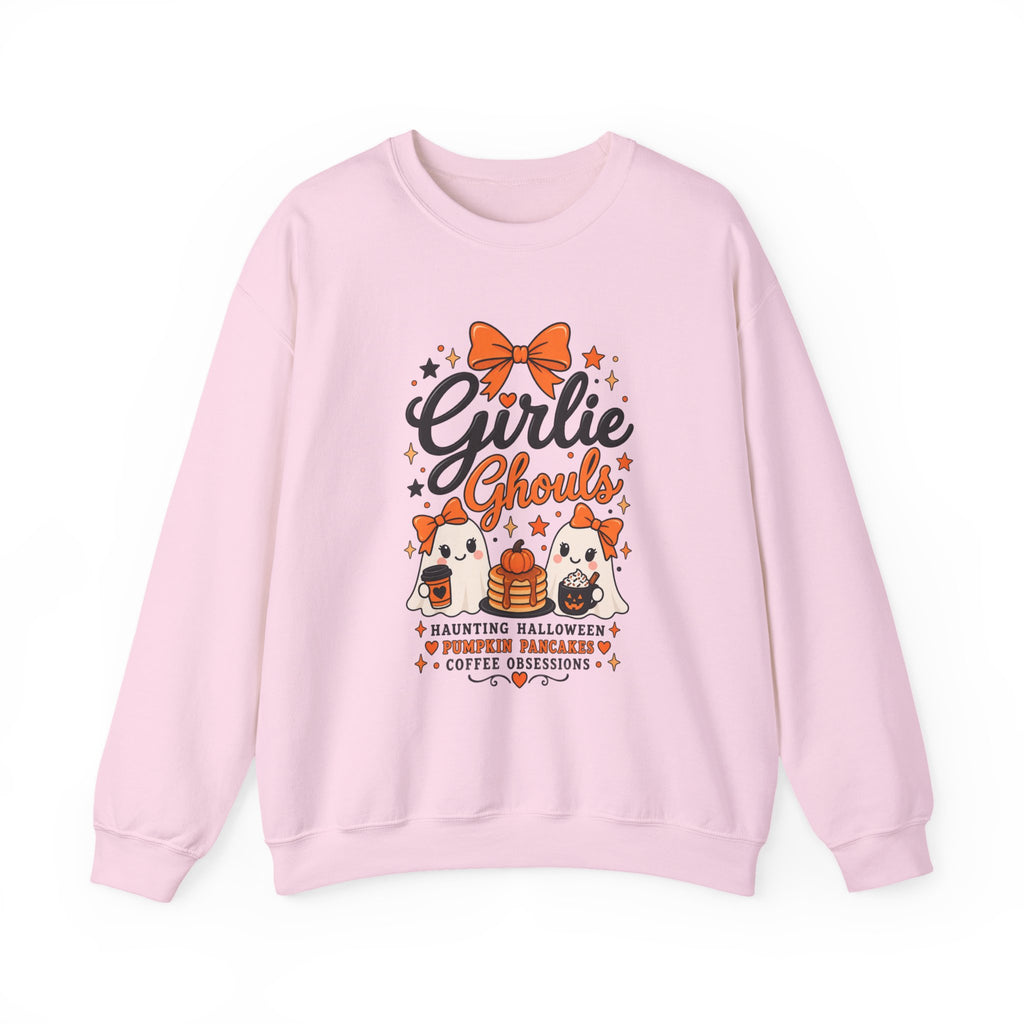 Girlie Ghouls Halloween Cute Orange Bow Spooky Crewneck Sweatshirt