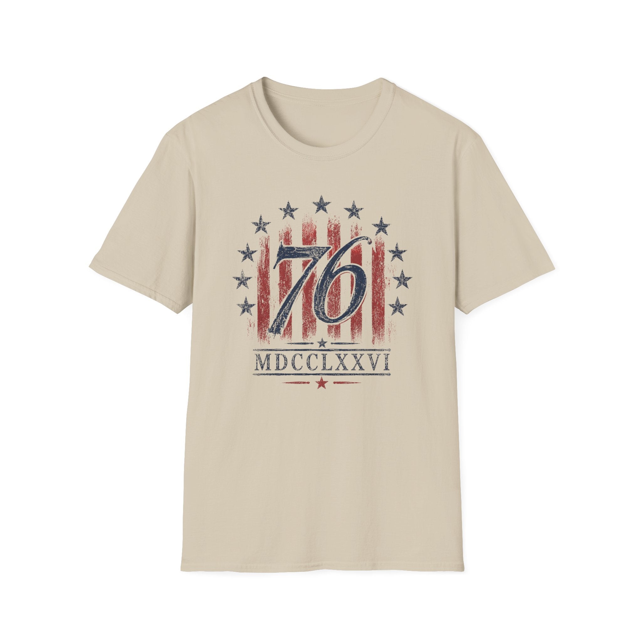 Vintage Style 76 Patriotic Shirt 4th of July Distressed American Flag Graphic Tee Fourth July Roman Numeral MDCCLXXVI Top USA Independence Day