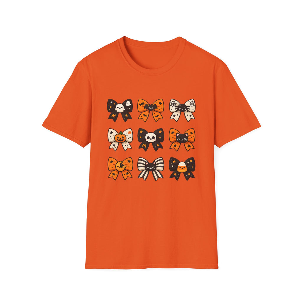 Halloween Bow T-Shirt — Cute Spooky Bows with Skulls, Pumpkins & Cats