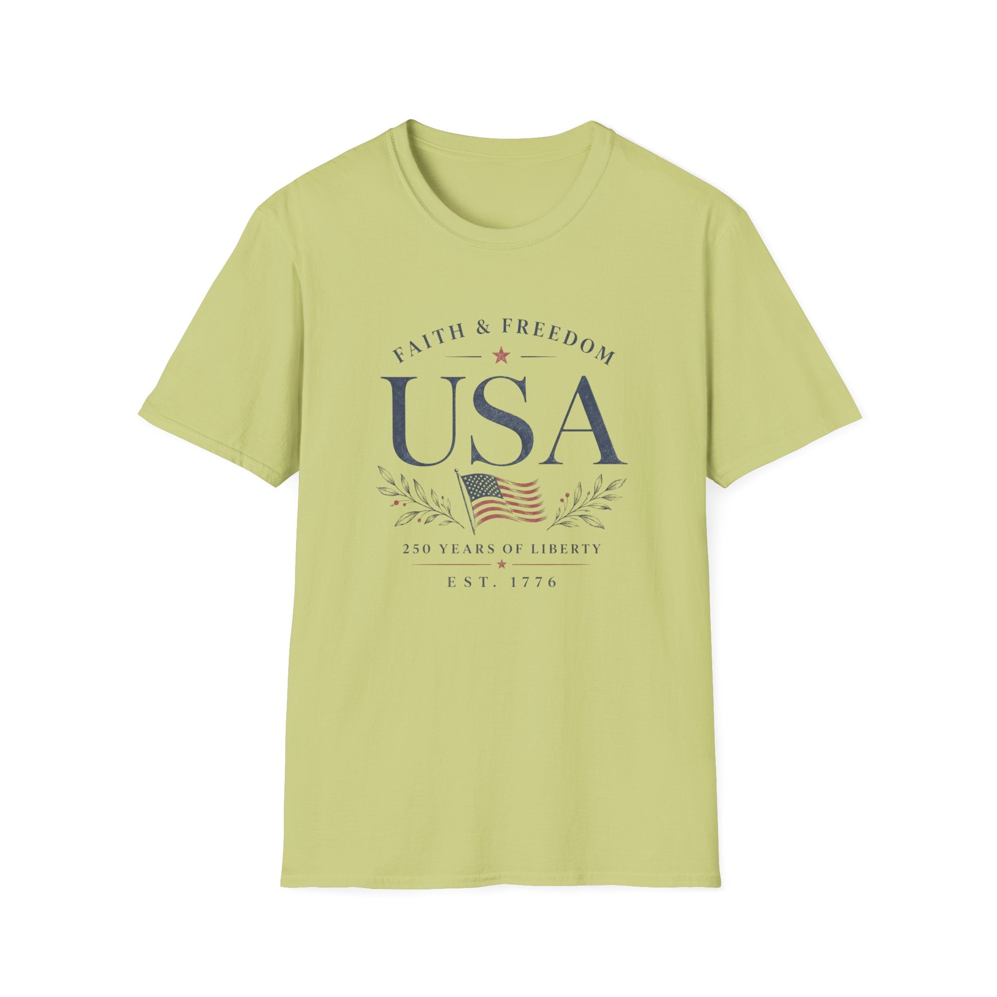 USA Faith Freedom T-Shirt | Patriotic 250 Years Liberty Graphic Tee, American Flag Heritage Top