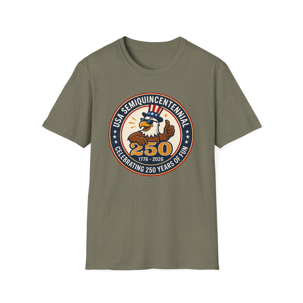 USA Semiquincentennial Eagle T-Shirt | Funny Patriotic 250th Anniversary Graphic Tee, 1776 2026 Uncle Sam Hat Top