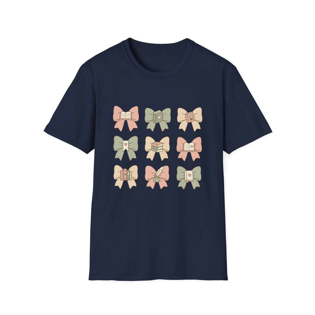 Reading Bows T‑Shirt — Pastel Book Lover Graphic Tee