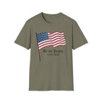 We the People 1776 2026 Waving Flag T-Shirt, Classic Patriotic Flagpole Anniversary Tee, Traditional American Flag 250th Shirt, Gothic Script Constitution