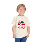 Born on the 4th of July Tee, Patriotic Birthday USA Shirt, Red White Blue Cupcake Graphic Top, Independence Day Celebration Outfit Toddler Short Sleeve Tee