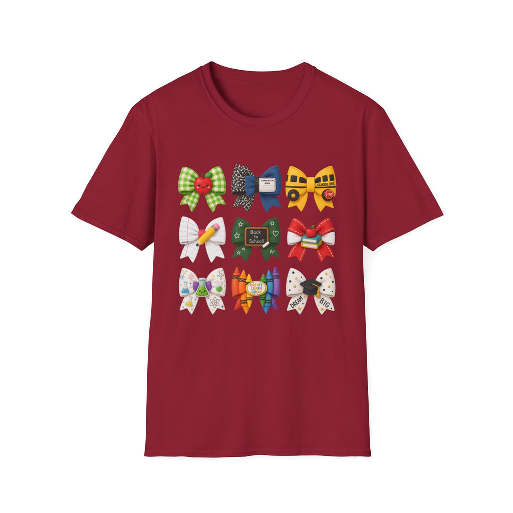 Back to School Cheer Bow T-Shirt — Cute School-Themed Hair Bows Design