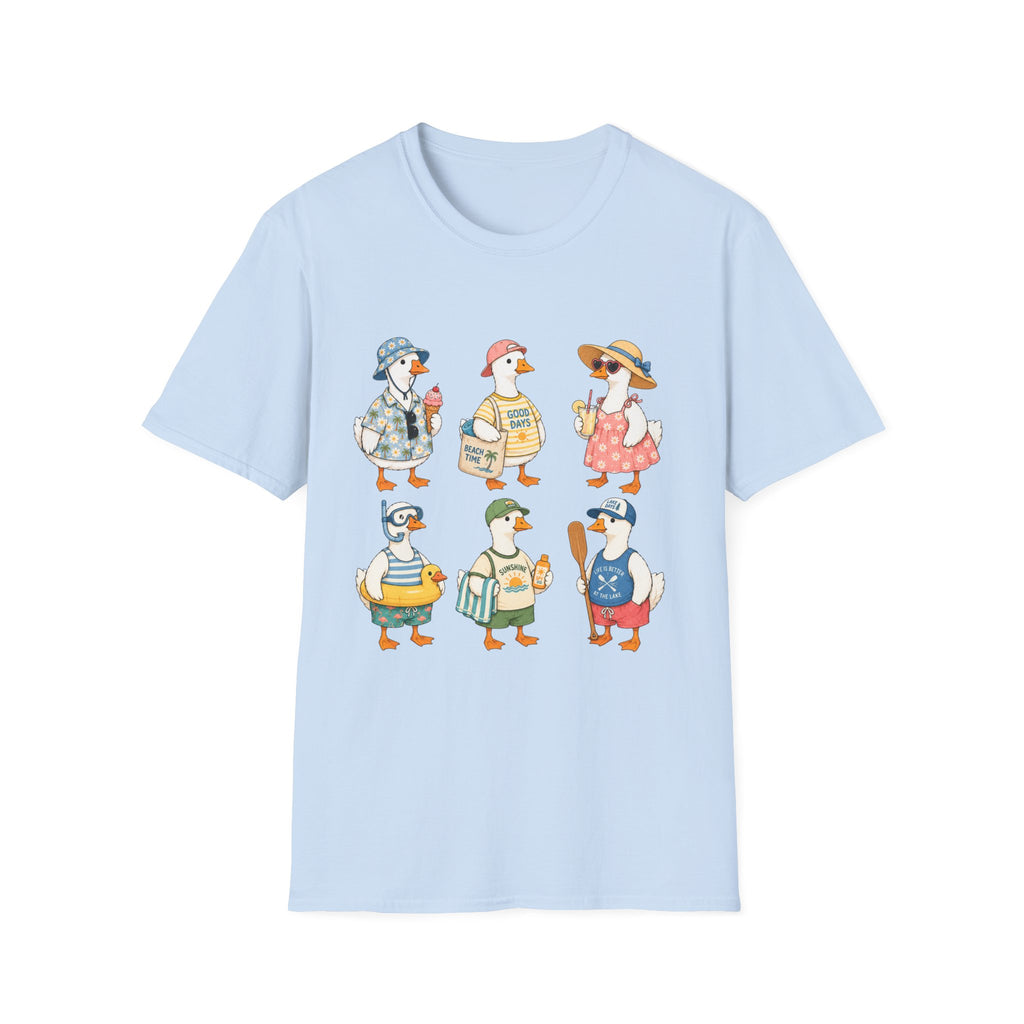 Cute Ducks Beach T-Shirt — Summer Vacation Ducklings Graphic Tee