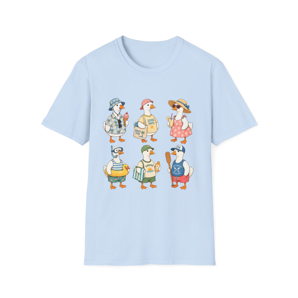 Cute Ducks Beach T-Shirt — Summer Vacation Ducklings Graphic Tee