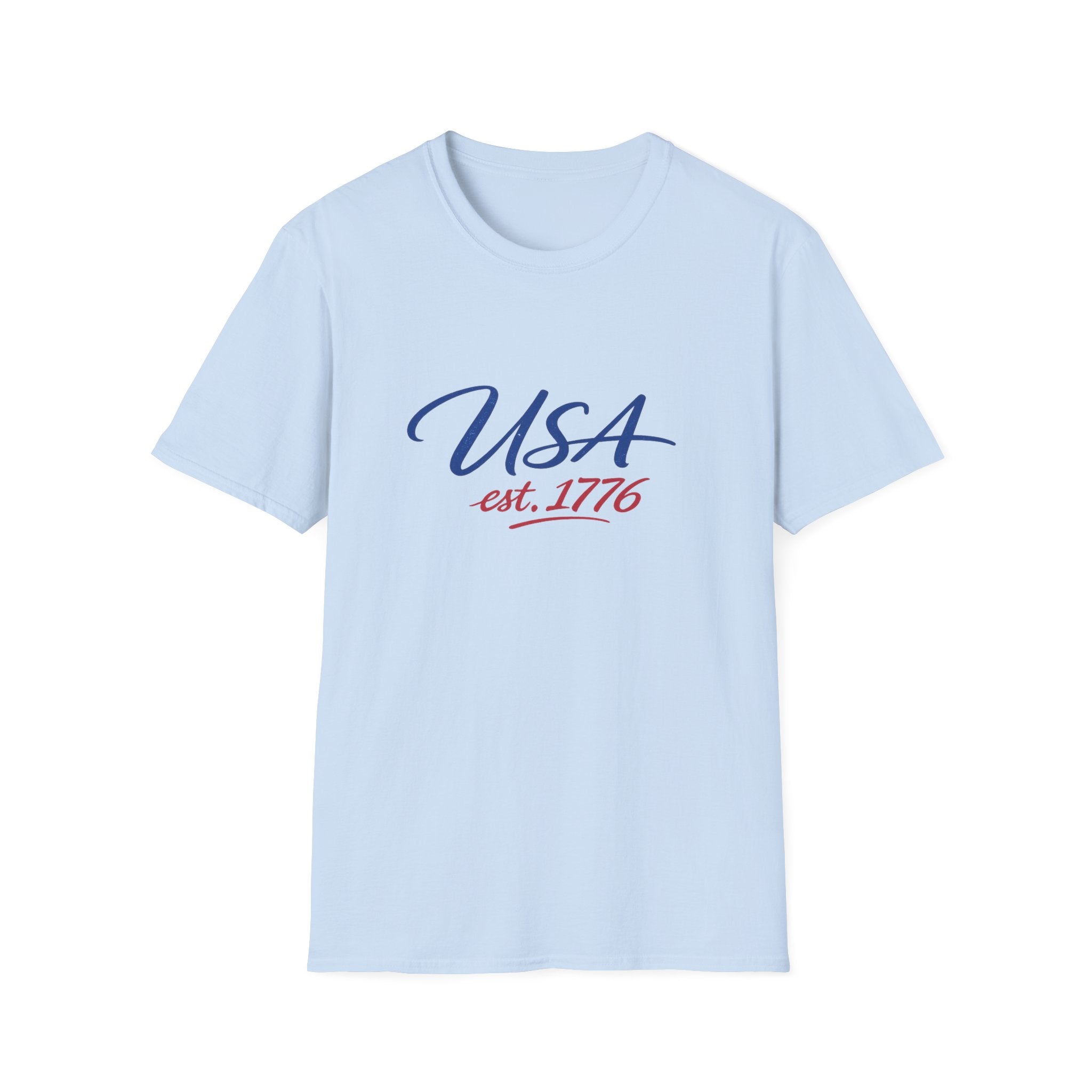 USA Est 1776 T-Shirt | Patriotic American Flag Colors Graphic Tee, Fourth Of July Casual Clothing