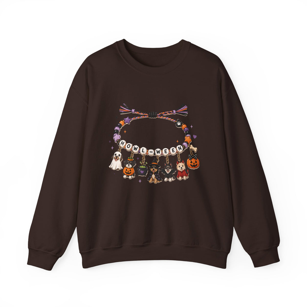 Halloween Charm Bracelet Cute Howl-ween Puppy Dog & Ghost Crewneck Sweatshirt