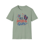 Patriotic All American Girl Graphic Tee - 4th of July Flip Flops Summer T-Shirt