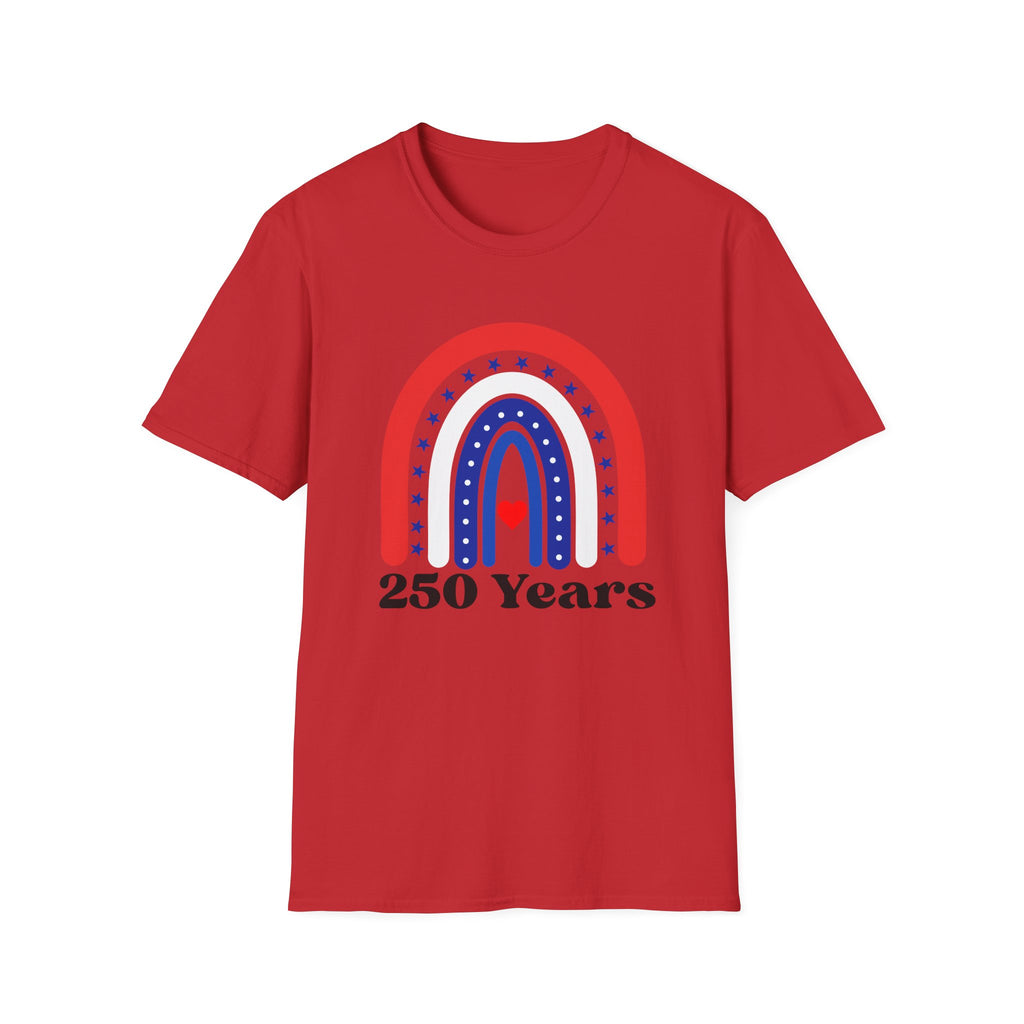 USA 250 Years Rainbow T-Shirt Patriotic Semiquincentennial Tee