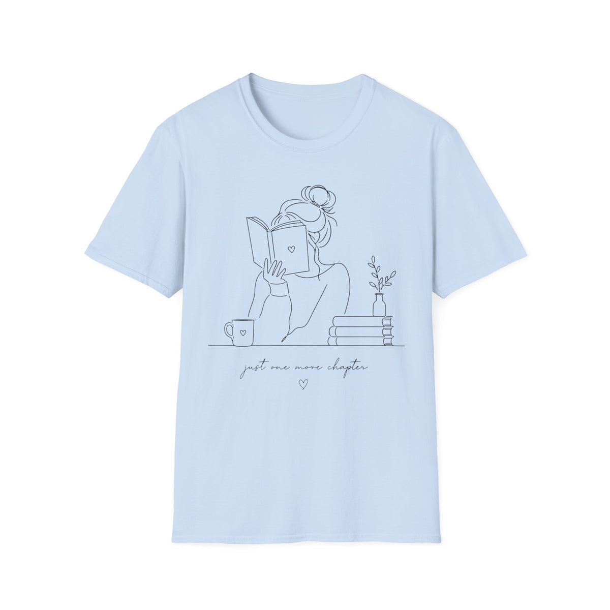 Minimal Line Art Reading Tee — "Just One More Chapter" T-Shirt