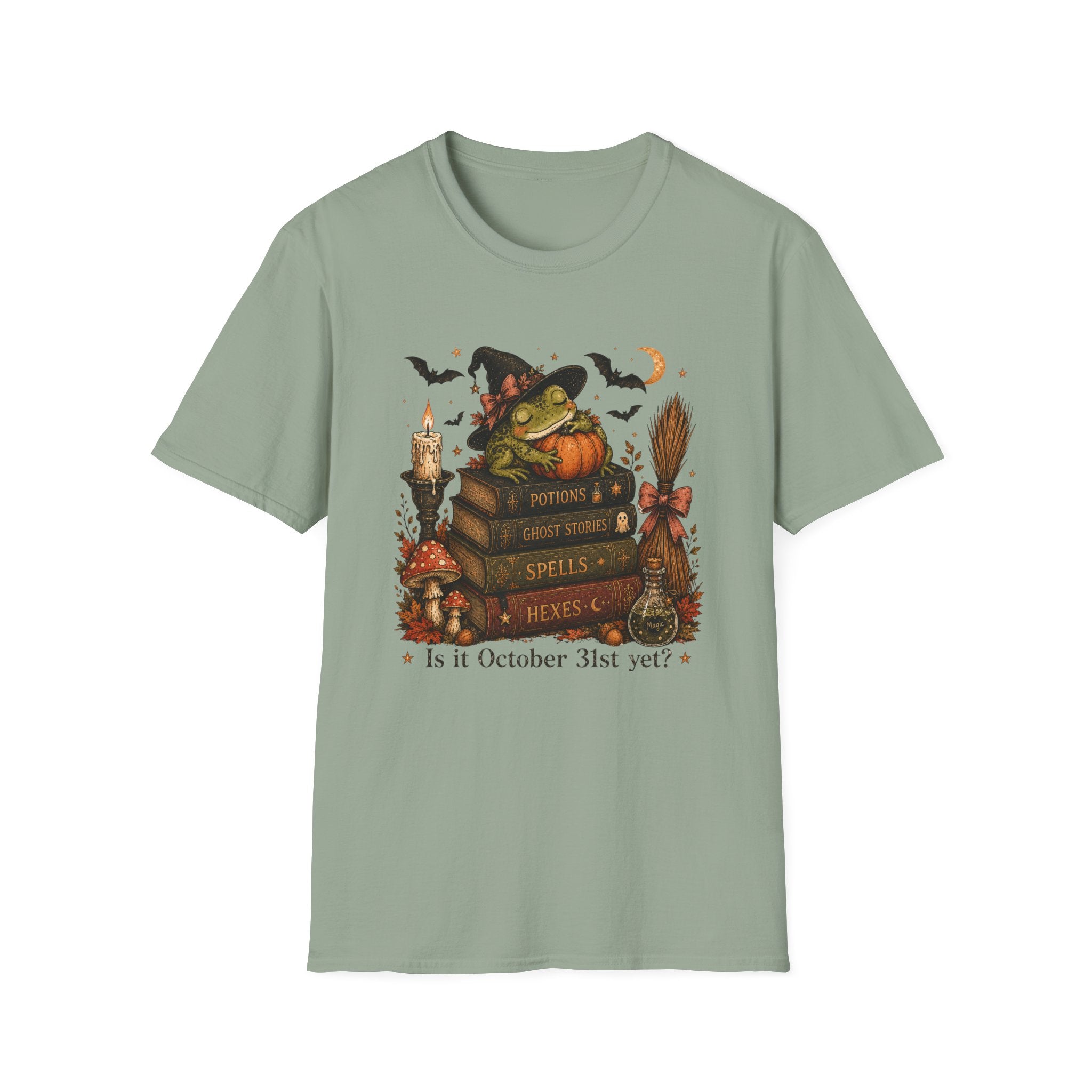 Witch Frog Halloween T‑Shirt — 'Potions & Ghost Stories' Cute Spooky Tee