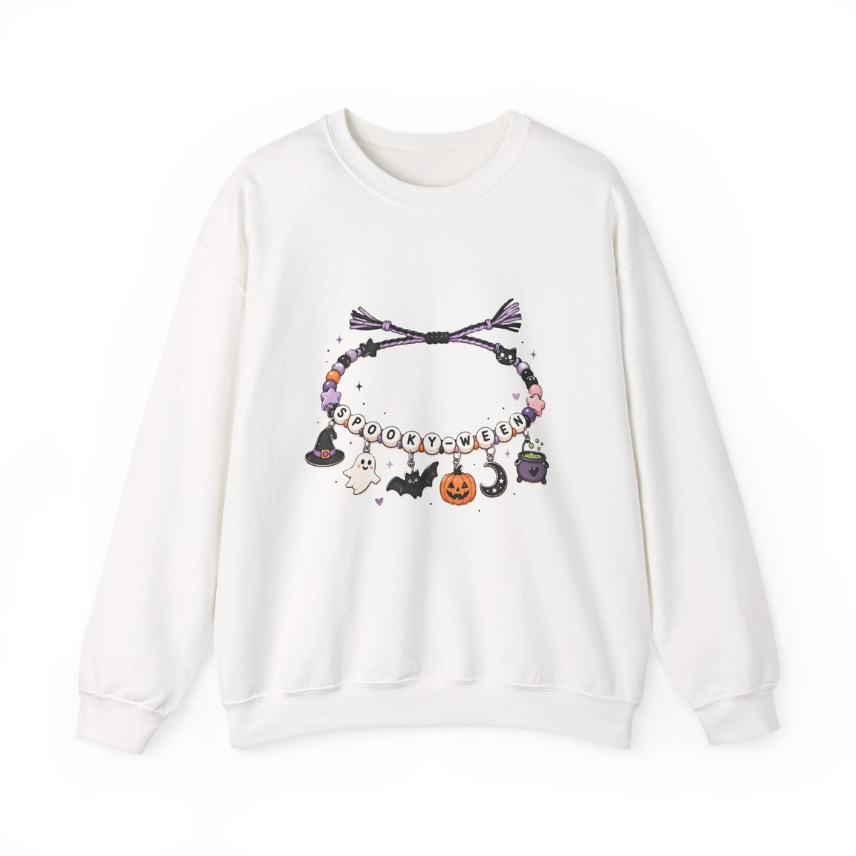 Halloween Spooky Vibes Friendship Bracelet Crewneck Sweatshirt