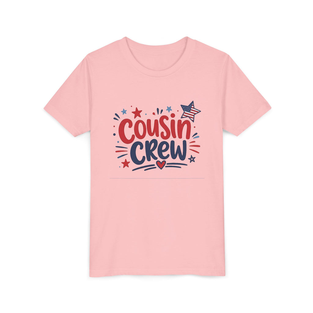 Cousin Crew Patriotic Tee, Red White Blue USA Shirt, Fun Family Celebration Graphic Top, Fourth of July Outfit Youth Short Sleeve Tee
