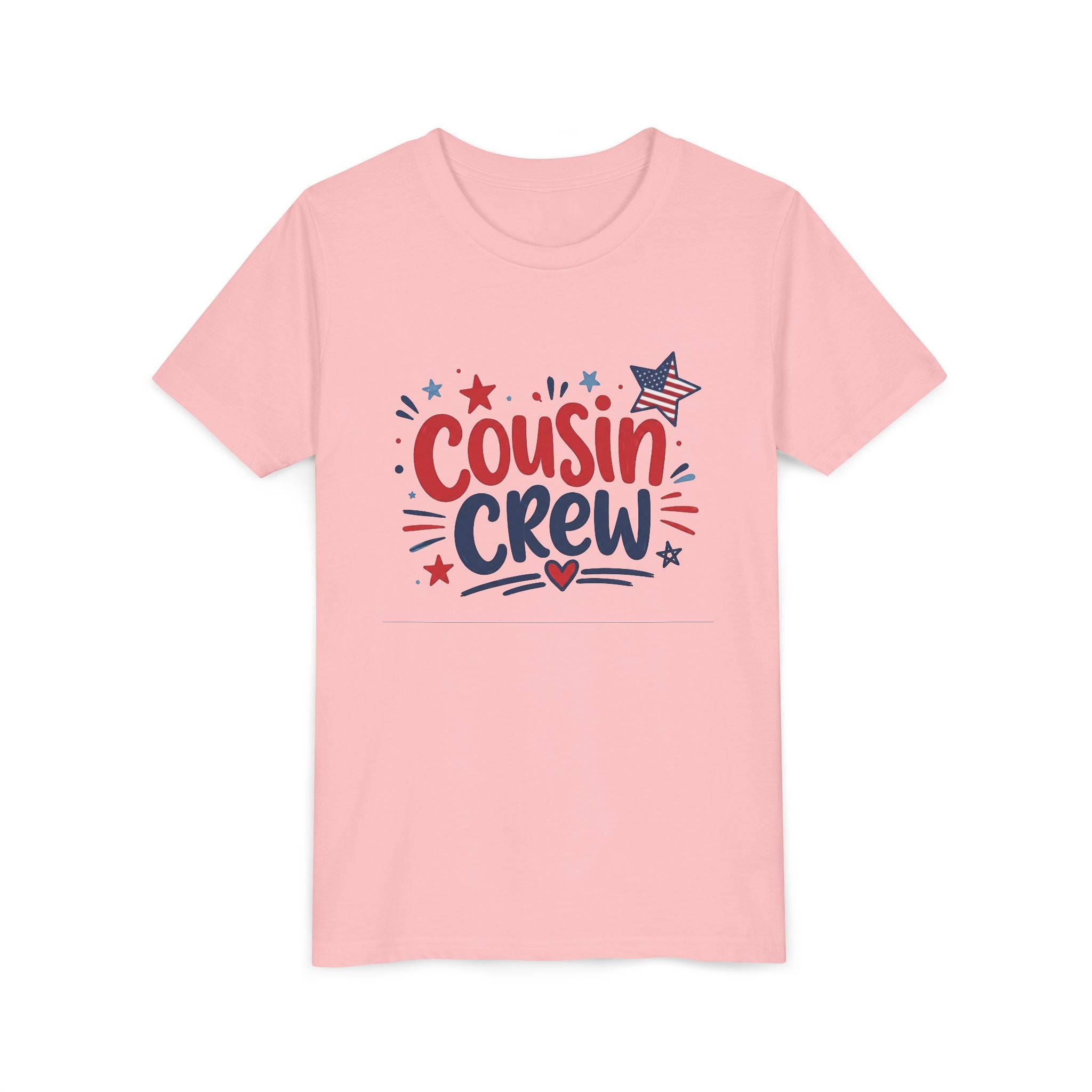 Cousin Crew Patriotic Tee, Red White Blue USA Shirt, Fun Family Celebration Graphic Top, Fourth of July Outfit Youth Short Sleeve Tee
