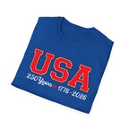 USA 250 Years Shirt 1776 2026, America 250th Anniversary T-Shirt, Varsity Style Patriotic Tee, Fourth of July Gift, Classic USA Bold Letter Shirt