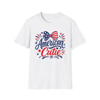 American Cutie Patriotic Bow Tee, Red White Blue Fireworks Shirt, Cute USA Fourth of July Outfit, Festive American Graphic Top T-Shirt