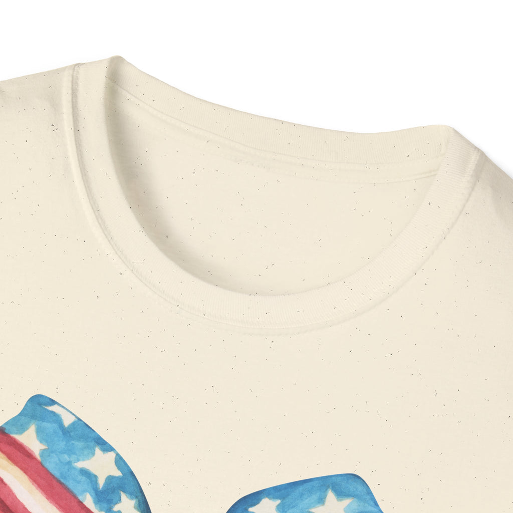 Coquette Patriotic Bow Shirt, 4th of July Women's T-Shirt, American Flag Bow Tee, USA Watercolor Bow, Stars and Stripes Shirt, Independence Day Gift