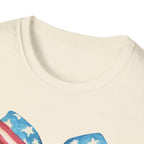 Coquette Patriotic Bow Shirt, 4th of July Women's T-Shirt, American Flag Bow Tee, USA Watercolor Bow, Stars and Stripes Shirt, Independence Day Gift